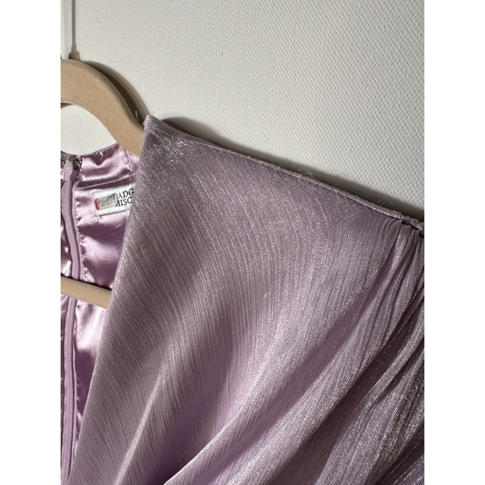 MSRP $880 Badgley Mischka Draped Dolman Sleeve Chiffon Gown Sz 2 Lavender Lilac - Picture 9 of 13